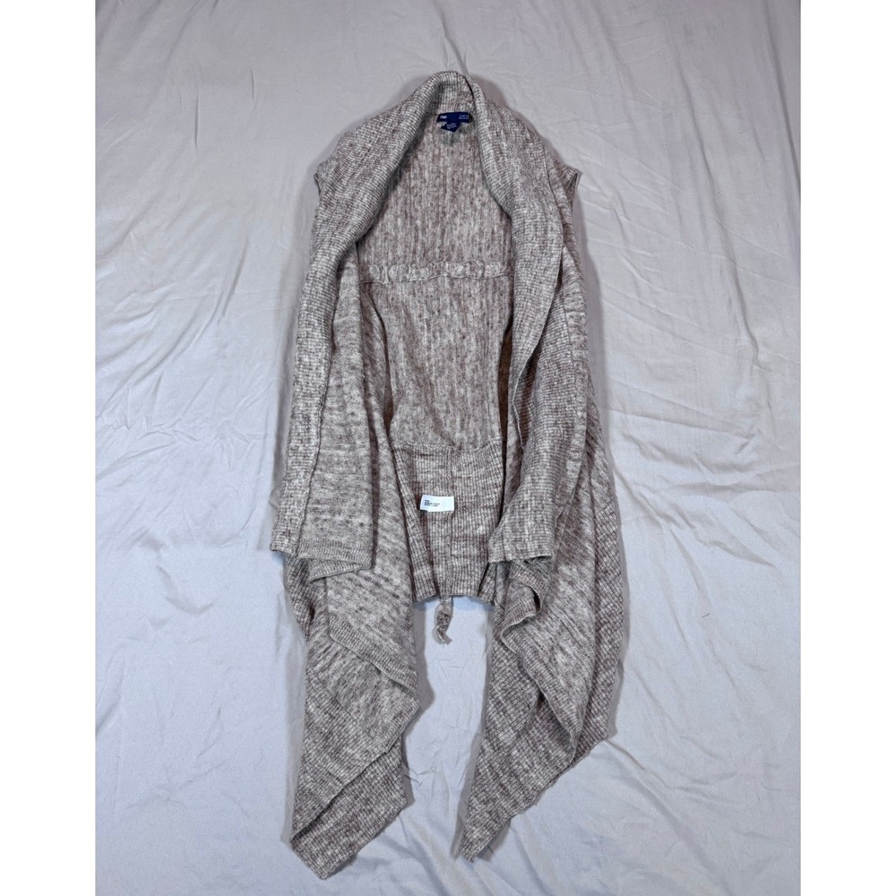 Gap Open Front Waterfall Cardigan Vest XS Brown Alpaca Wool Blend Ribbed